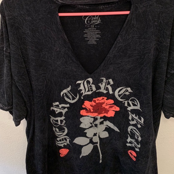 Cut Out Neck Heartbreaker Tee - Picture 2 of 4